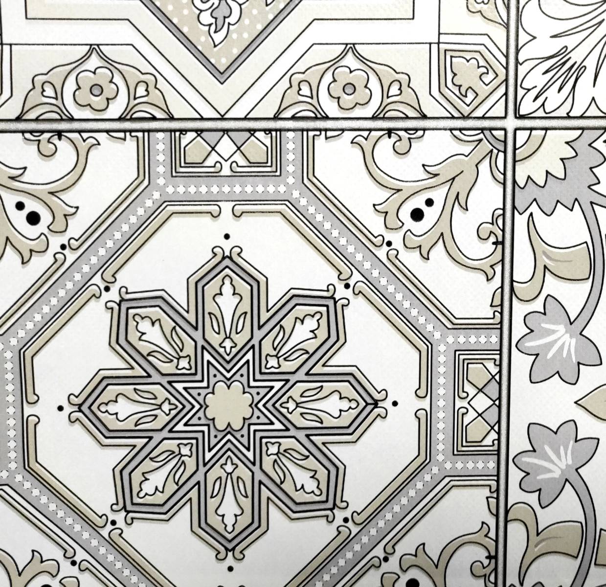 Nappe Composition PVC Base Polyester Anti-taches Mosaïque Gris Taille 140X200 CM - Image 2