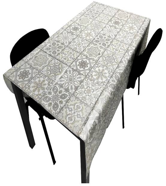 Nappe Composition PVC Base Polyester Anti-taches Mosaïque Gris Taille 140X200 CM - Image 1