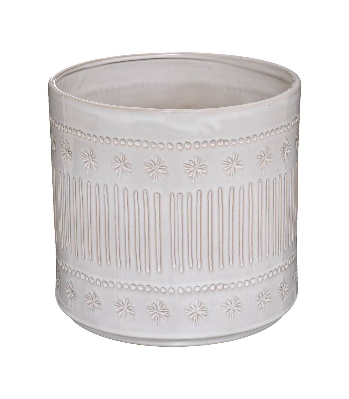 Set de 2 Pots en Céramique Ivoire décorée D 25 cm et D 20 cm - Image 3
