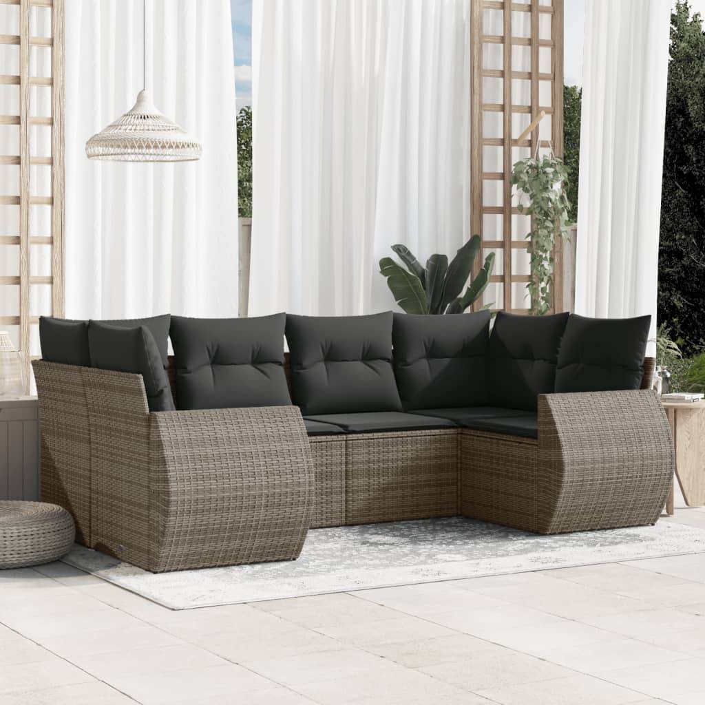 Vidaxl - Salon de jardin 6 pcs avec coussins gris résine tressée vidaXL 3221779 - Image 1