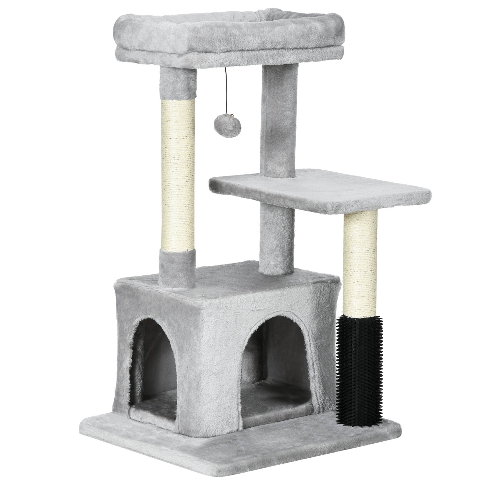 Arbre à Chat Sisal avec Niche et Lit Lavable Griffoir Gris 85cm - ComfortXL Pet Living - Image 2
