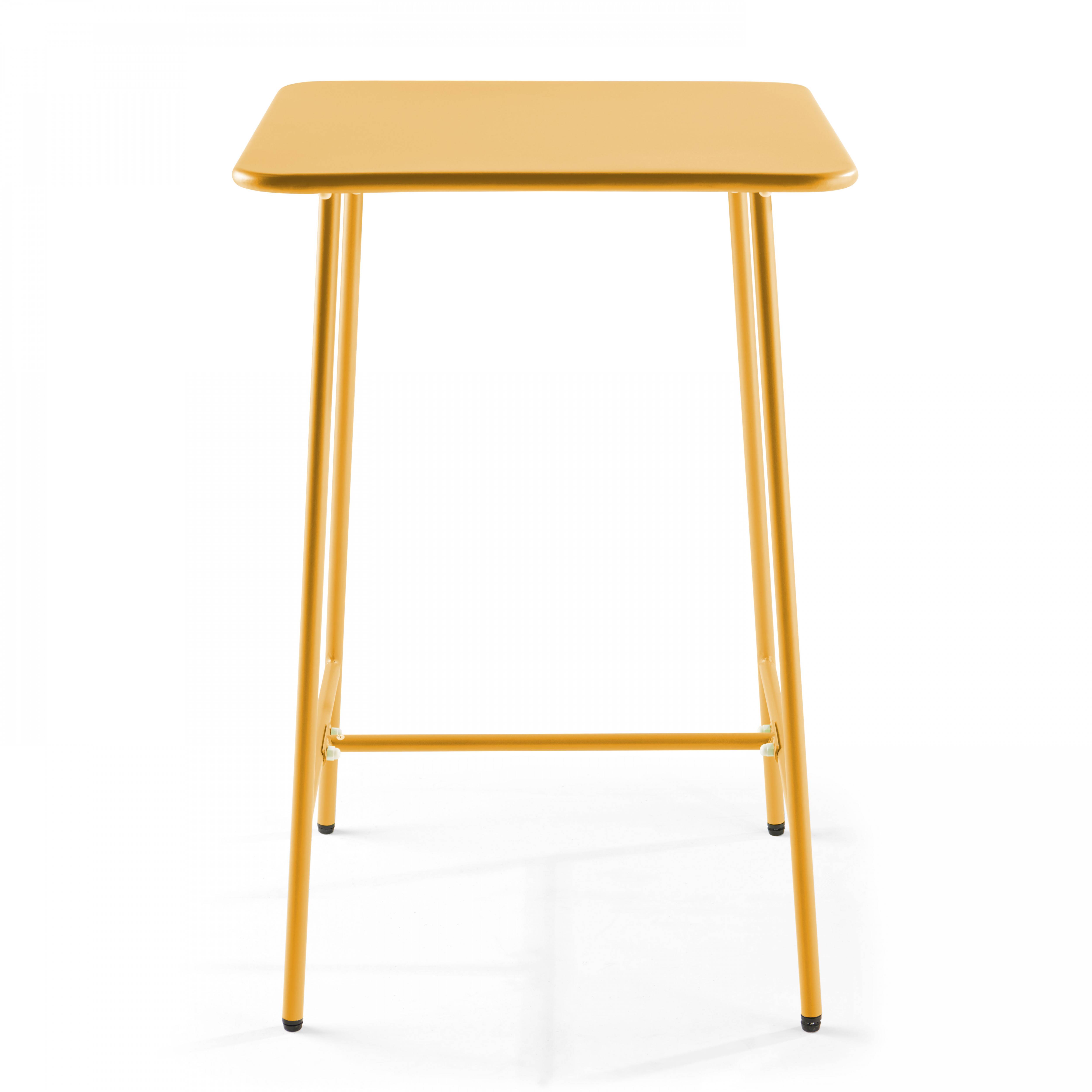 Oviala - Table haute de jardin carrée en acier jaune Palavas - Oviala - Image 5