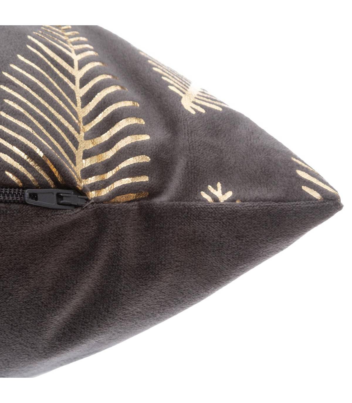 Coussin déhoussable Velours Gris foncé et Or 30 x 50 cm - Image 3