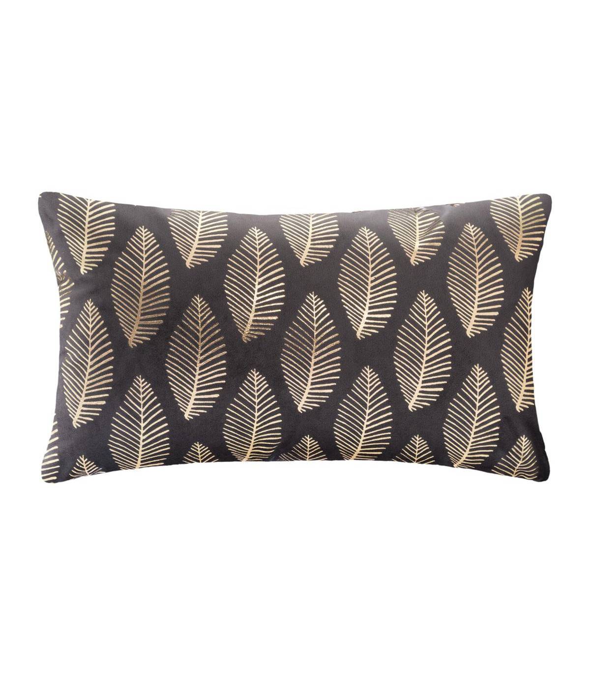 Coussin déhoussable Velours Gris foncé et Or 30 x 50 cm - Image 1
