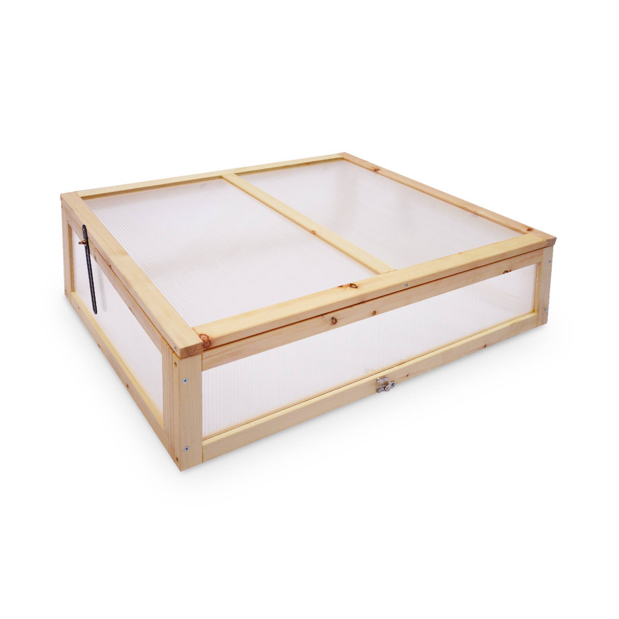sweeek - Potager en bois sur pieds et serre en polycarbonate amovible. ERABLE. 2 en 1. avec étagère et géotextile. 80 x 60 x 109 cm | sweeek - Image 4