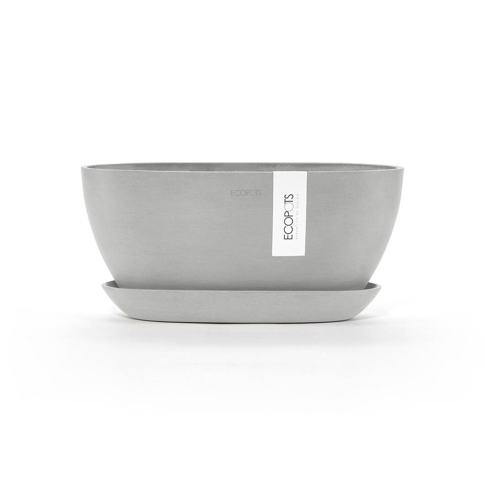 Ecopots - Pot Ovale Sofia 30 Blanc Gris + réservoir d'eau - 30 x 13 x H. 13,5 cm - 2,7 L ECOPOTS - Image 5