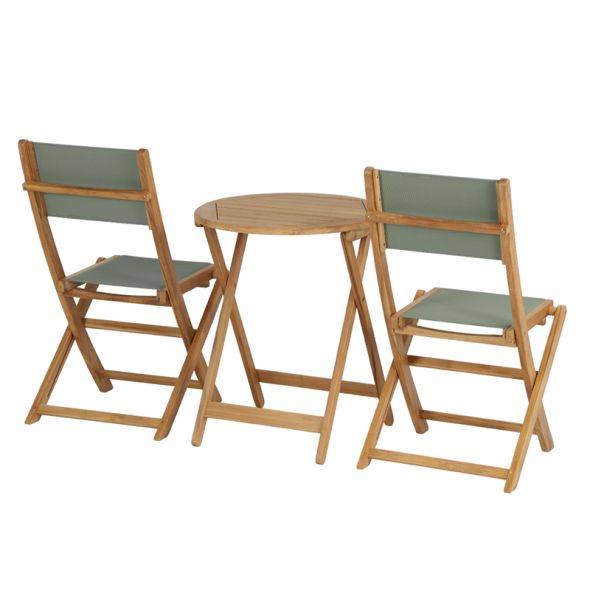 Ensemble table et chaises SAFARI 2 places en bois teck FSC Beau Rivage - Image 7