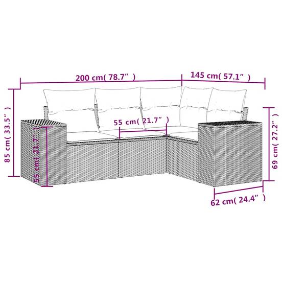 Vidaxl - Salon de jardin 4 pcs avec coussins gris clair résine tressée vidaXL 3222511 - Image 7