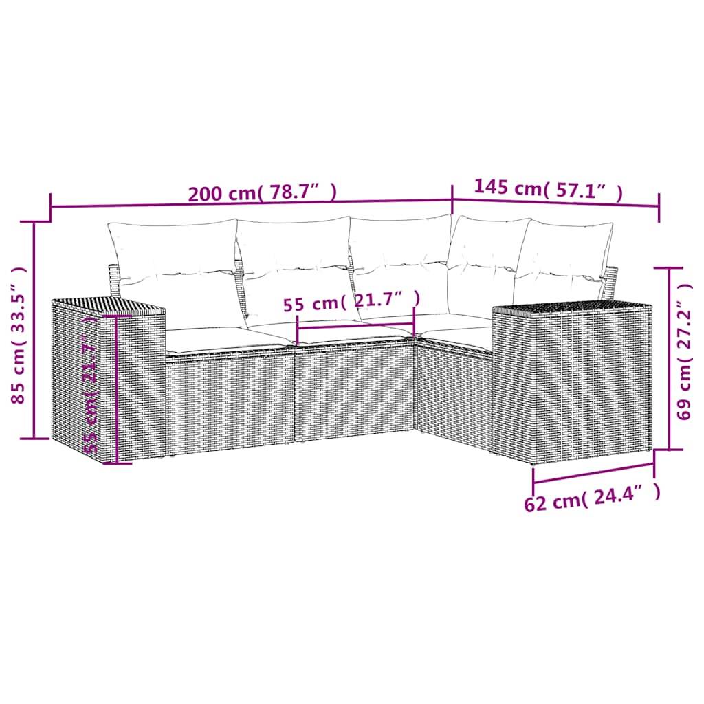 Vidaxl - Salon de jardin 4 pcs avec coussins gris clair résine tressée vidaXL 3222511 - Image 3