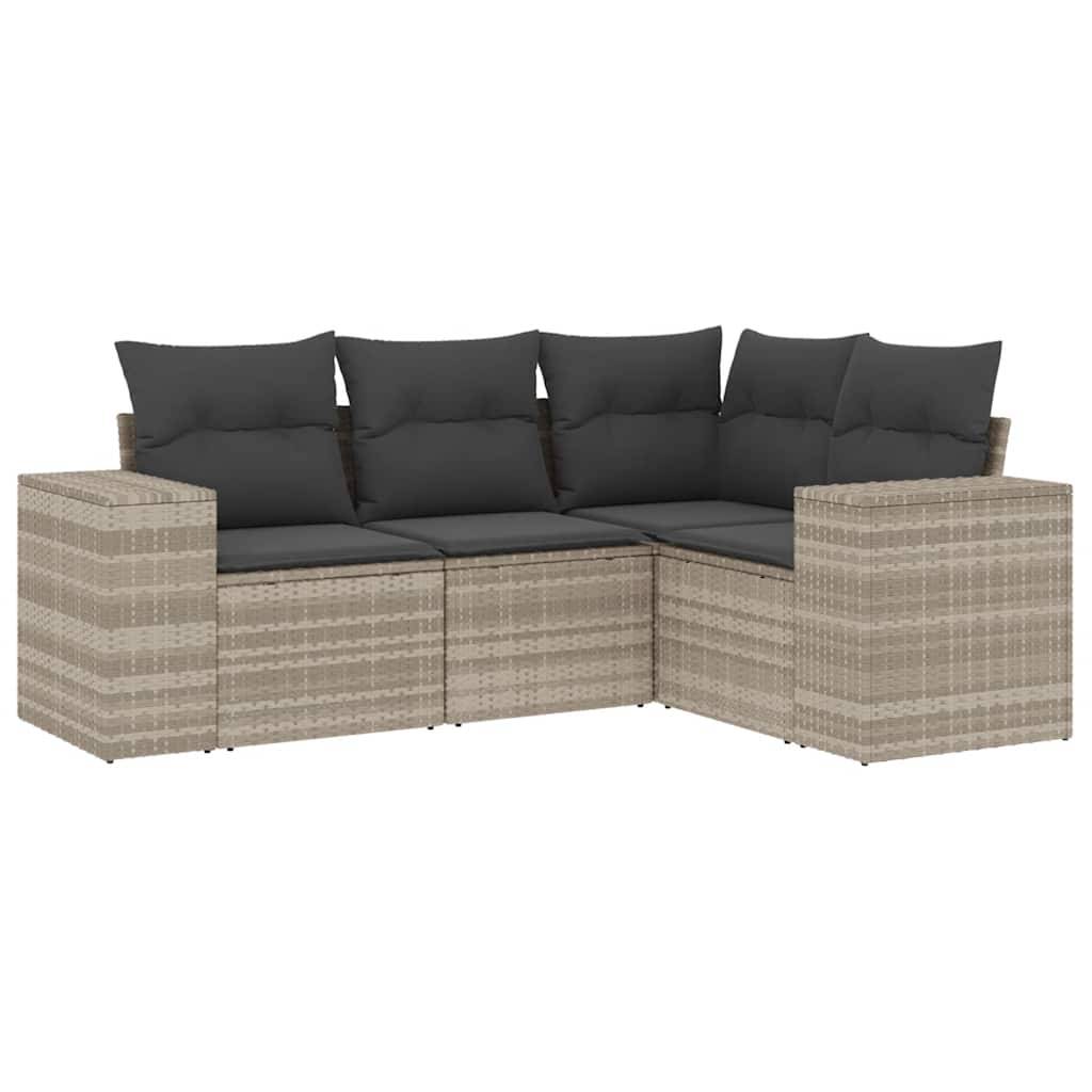 Vidaxl - Salon de jardin 4 pcs avec coussins gris clair résine tressée vidaXL 3222511 - Image 2