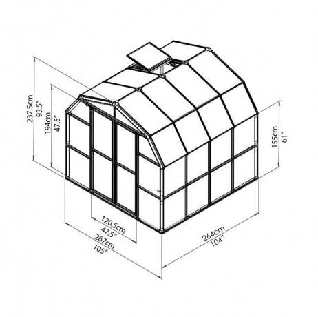 Canopia - Serre de jardin en polycarbonate Rion Grand Gardener 7,04 m², Ancrage au sol Oui - Image 3
