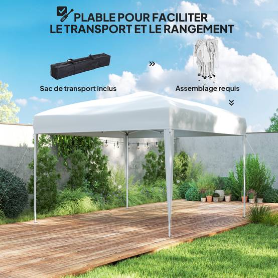 Tonnelle pliante acier jardin extérieur protection UV 3x3m blanc - ComfortXL Outdoor Living - Image 7