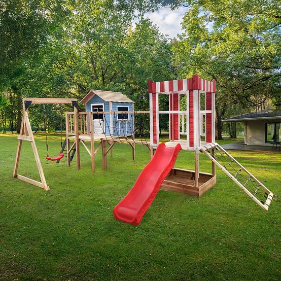 Home Deluxe - HOME DELUXE - Parc de jeux avec balançoire et toboggan WUNDERLAND - 555 x 340 cm | Équipement avec balançoire - Image 1