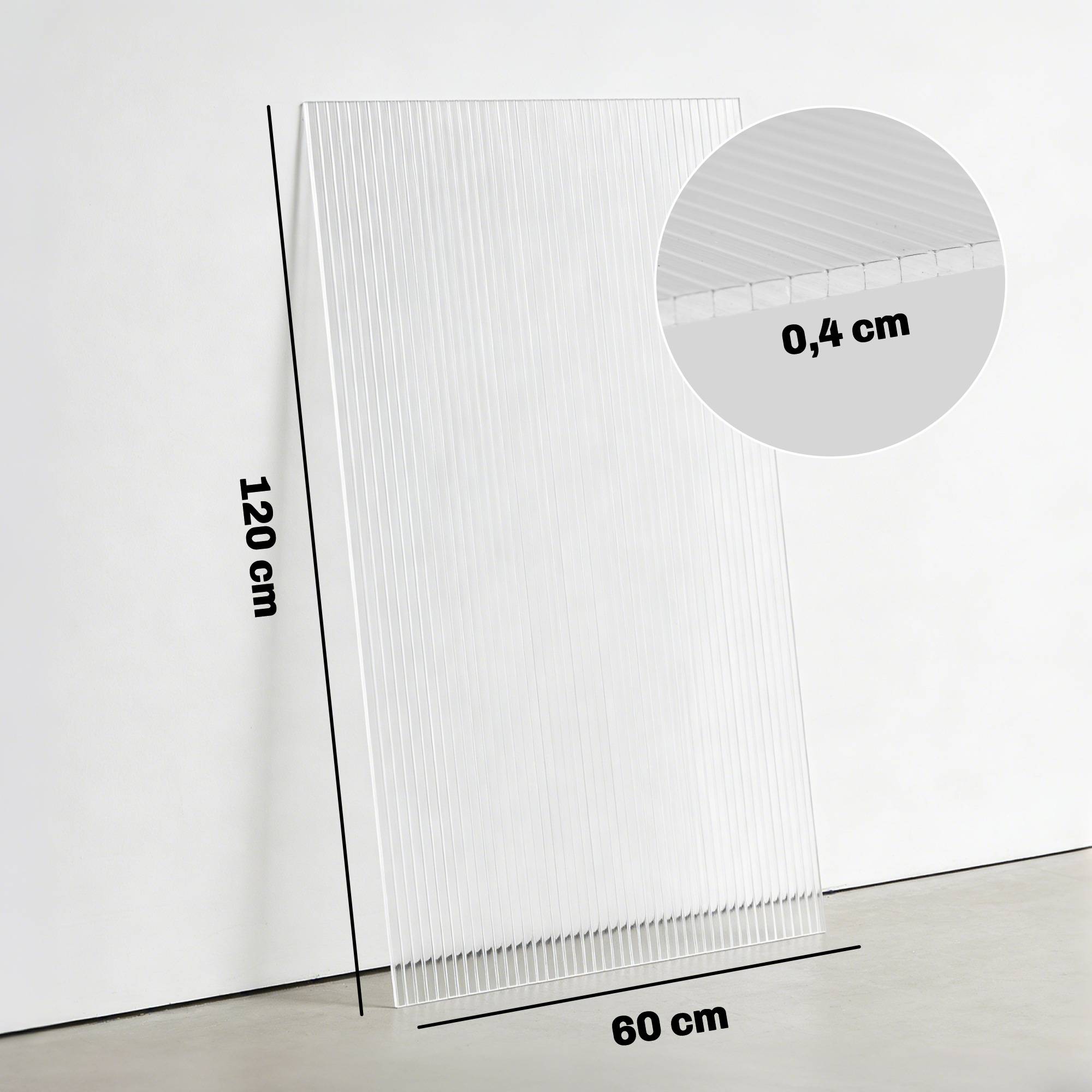 10 Plaques Alvéolaires en Polycarbonate 4 mm, UV Resistant, Panneau Alvéolaire Double de Serre, 120x60 cm, Transparent - Image 5