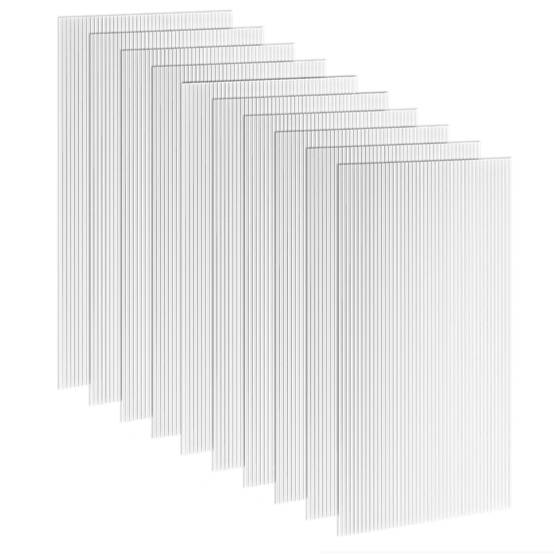10 Plaques Alvéolaires en Polycarbonate 4 mm, UV Resistant, Panneau Alvéolaire Double de Serre, 120x60 cm, Transparent - Image 1