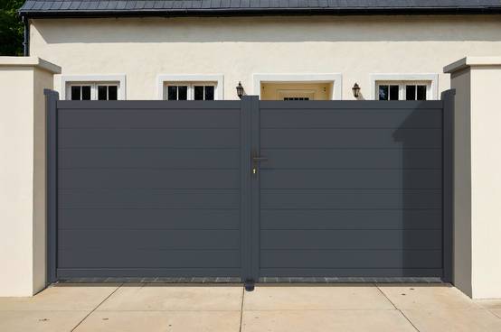 Casanoov Portail battant 3 m EIGER H.140 cm aluminium gris - Image 1