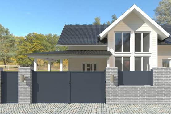 Casanoov Portail battant 3 m EIGER H.140 cm aluminium gris - Image 4
