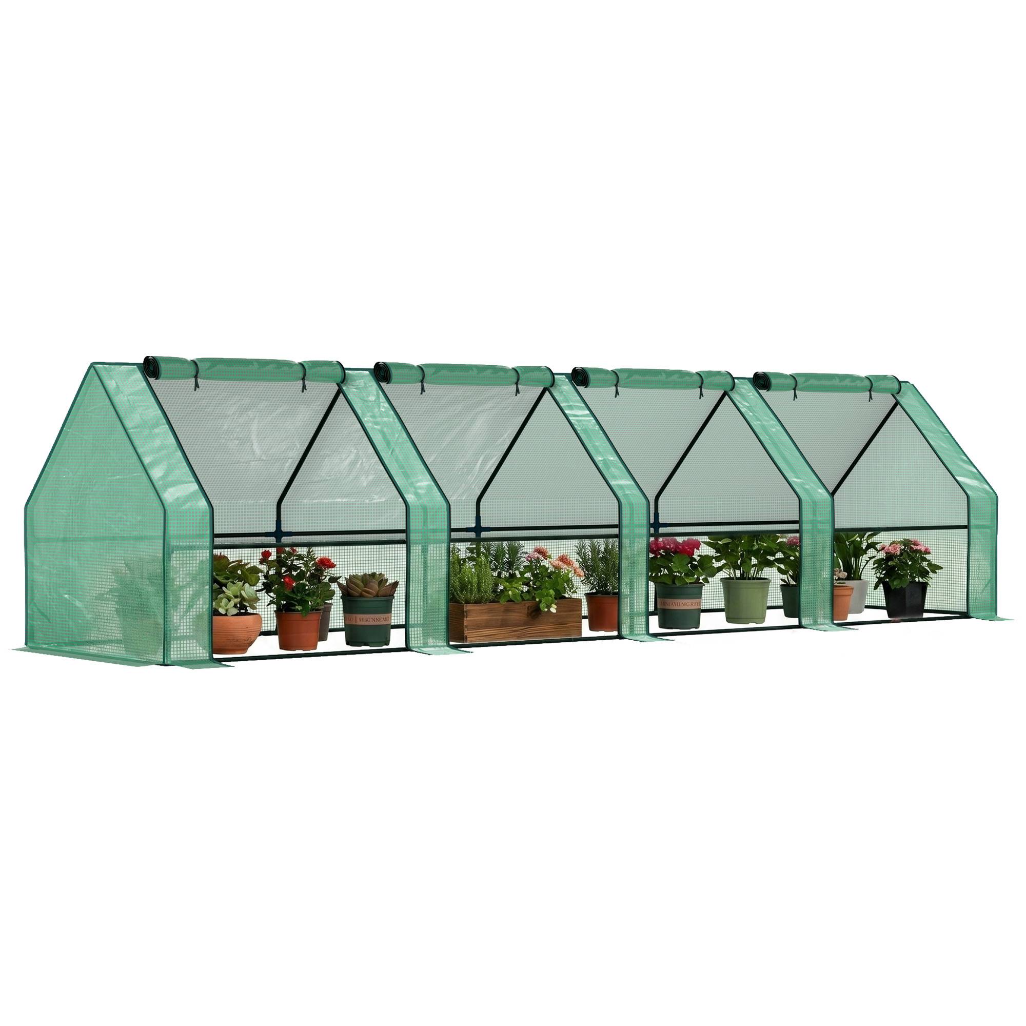 Sans Marque - Mini Serre de Jardin mini serre tunnel 4 fenêtres avec Zip enroulables Acier PE 140 g/m² Anti-UV 360x90x90cm Vert - Image 1