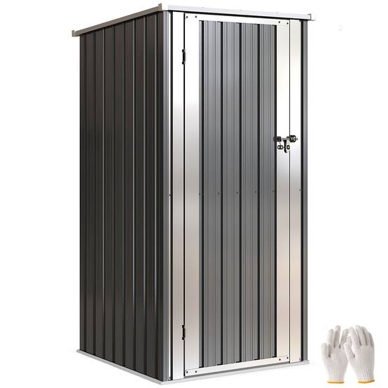 Abri de Jardin Armoire de Jardin 0,69m² Toit Incliné Porte Verrouillable et Barres de Soutien 83x89x163cm Gris Anthracite - Image 1