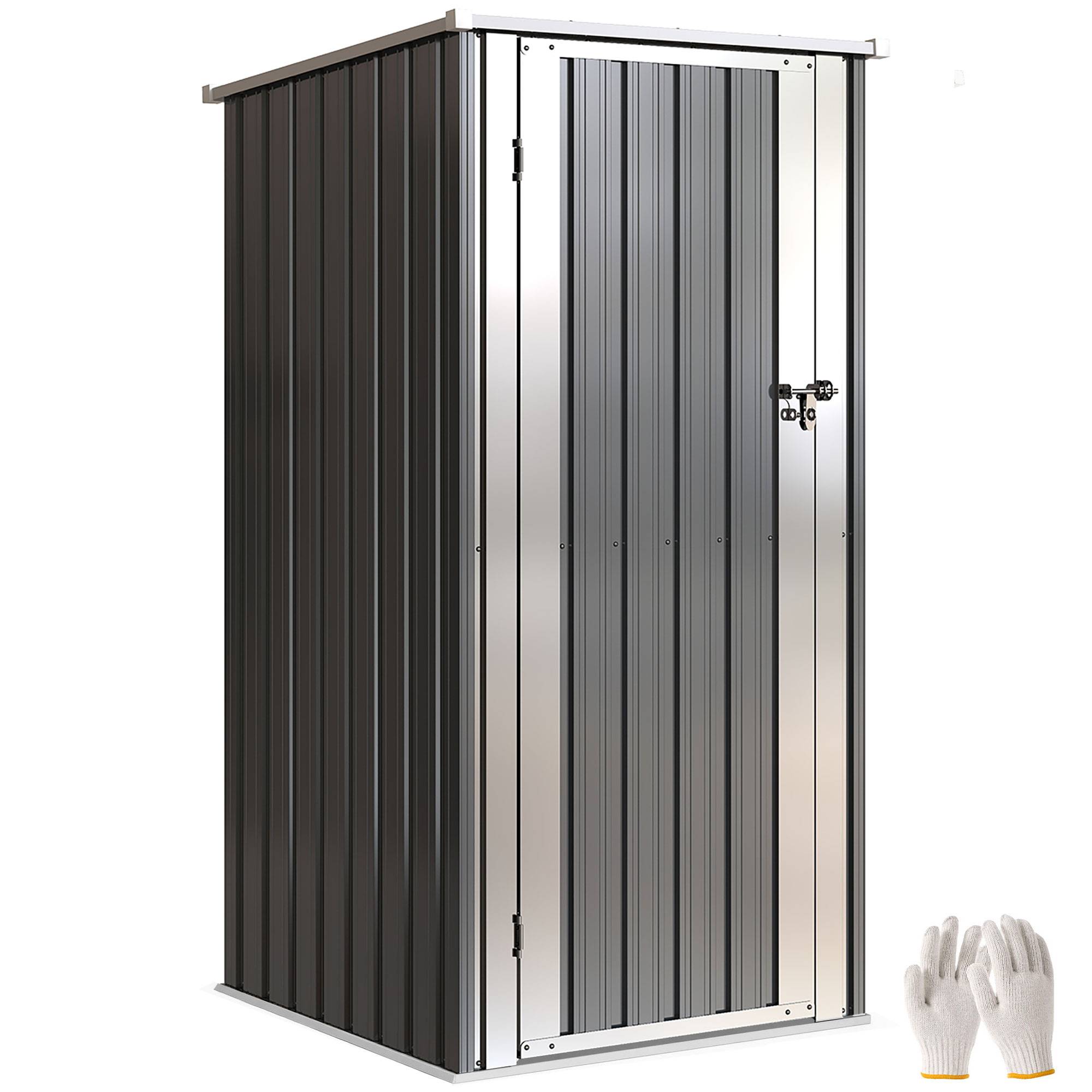 Abri de Jardin Armoire de Jardin 0,69m² Toit Incliné Porte Verrouillable et Barres de Soutien 83x89x163cm Gris Anthracite - Image 1