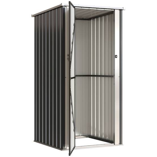 Abri de Jardin Armoire de Jardin 0,69m² Toit Incliné Porte Verrouillable et Barres de Soutien 83x89x163cm Gris Anthracite - Image 2