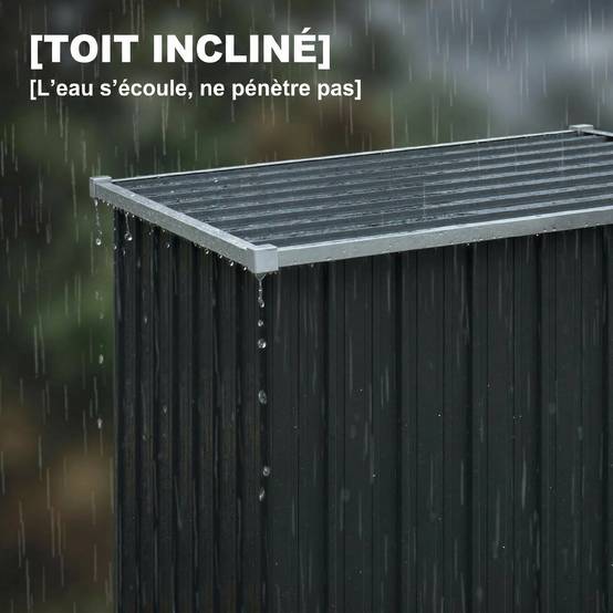 Abri de Jardin Armoire de Jardin 0,69m² Toit Incliné Porte Verrouillable et Barres de Soutien 83x89x163cm Gris Anthracite - Image 8
