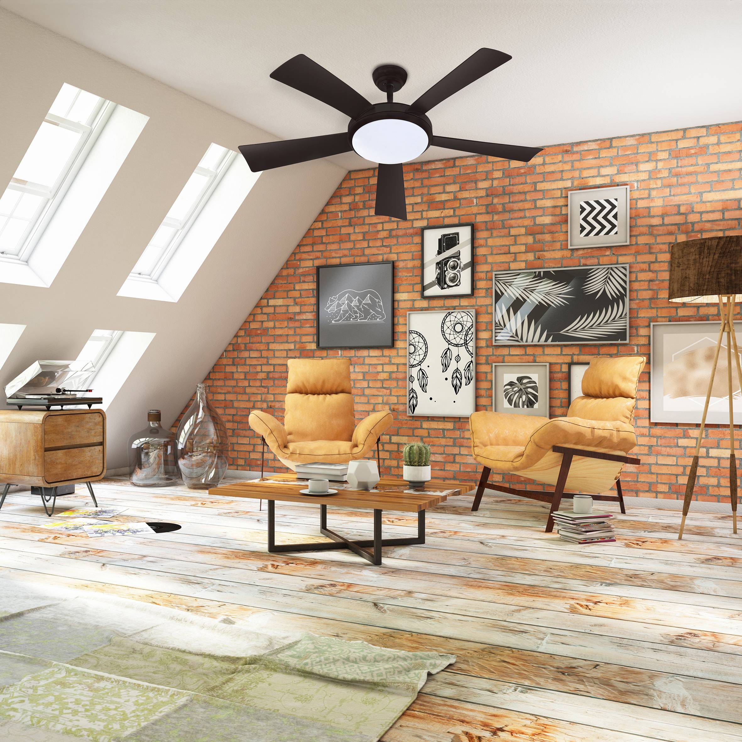 WALLIS Noir - Ventilateur de plafond Ø132cm 38W + éclairage LED FARTOOLS - Image 2
