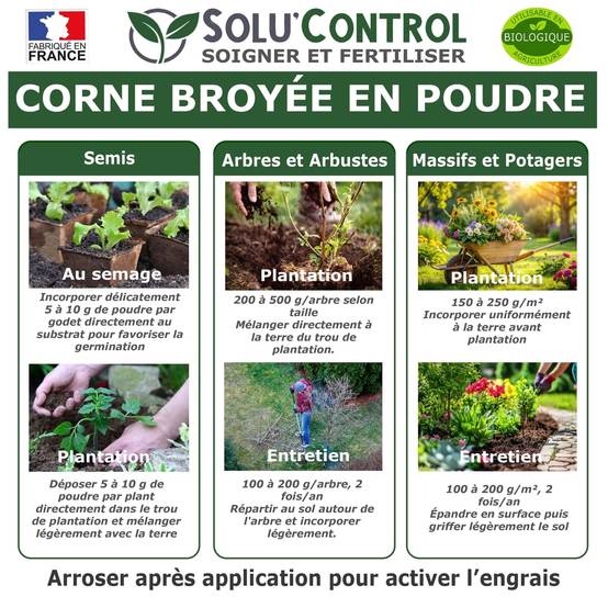 SOLU’CONTROL - 80 g de Corne Broyée en Poudre - Engrais Azoté 100% Naturel - UAB - Image 2