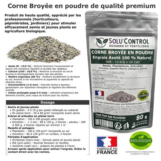 SOLU’CONTROL - 80 g de Corne Broyée en Poudre - Engrais Azoté 100% Naturel - UAB - Image 4