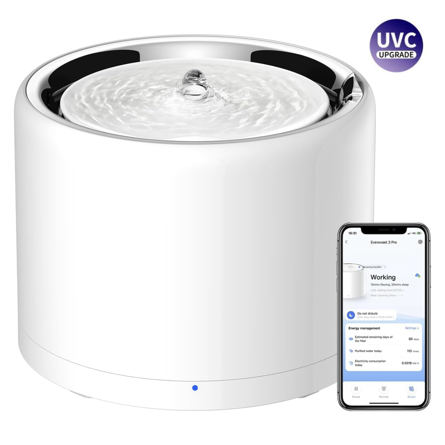 EVERSWEET PRO 3 UVC fontaine a eau connectée pour animaux 1.8L PETKIT.FR - Image 1