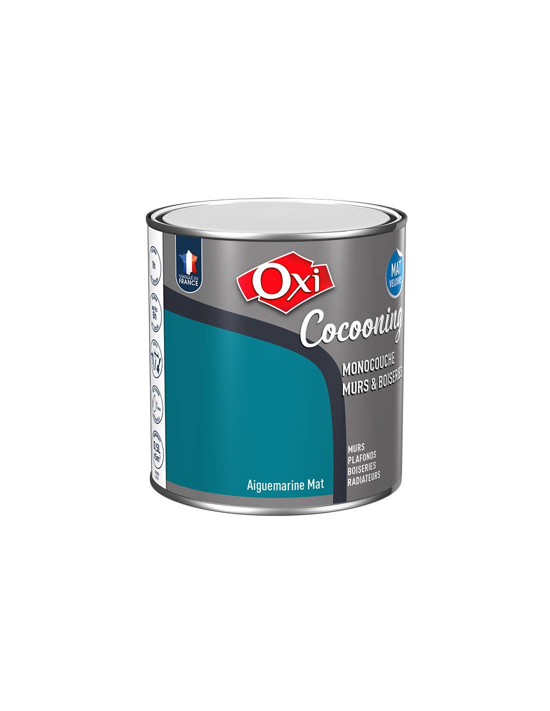 Oxi - Peinture Oxi Cocooning Aigue Marine Finition Mat Velours, Couleur Aigue Marine - Oxi