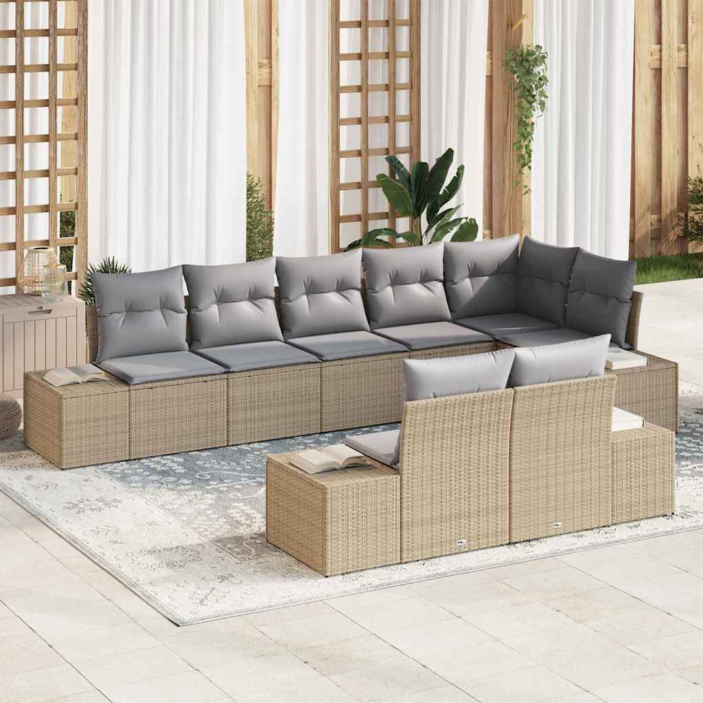 ComfortXL - Salon de jardin 8 places bicolore polyrotin modulable pour terrasse Beige et gris – ComfortXL Outdoor Living - Image 1