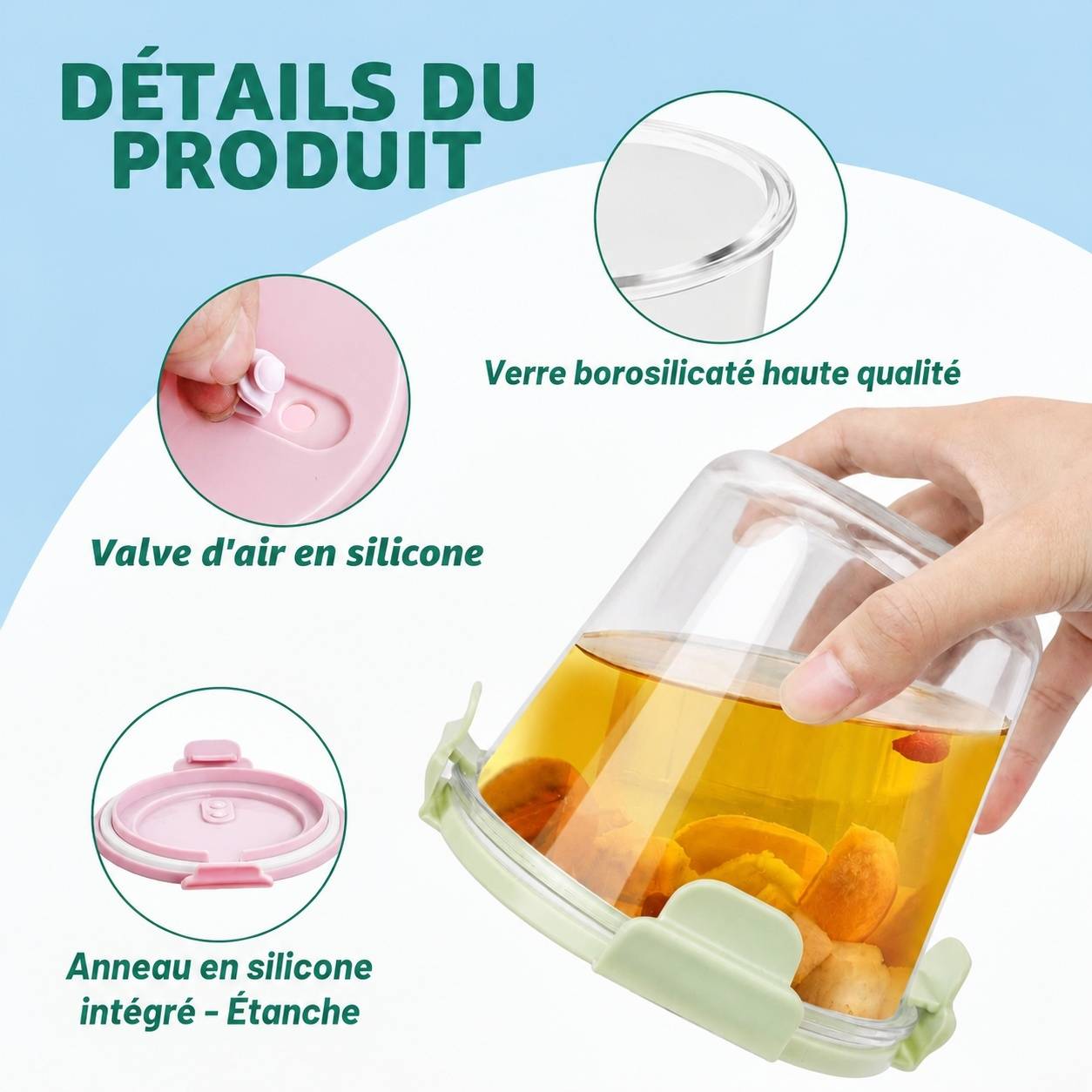 Lot de 4 Boîtes en Verre Borosilicate 710ml avec Couvercle Étanche - Image 2