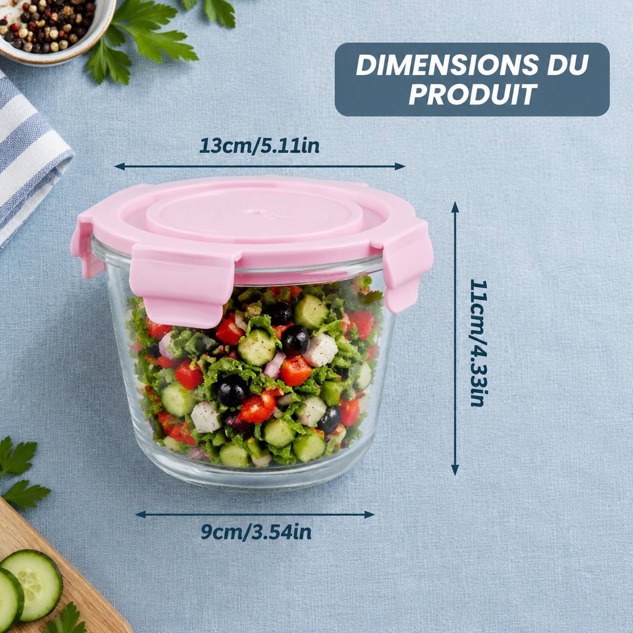Lot de 4 Boîtes en Verre Borosilicate 710ml avec Couvercle Étanche - Image 4