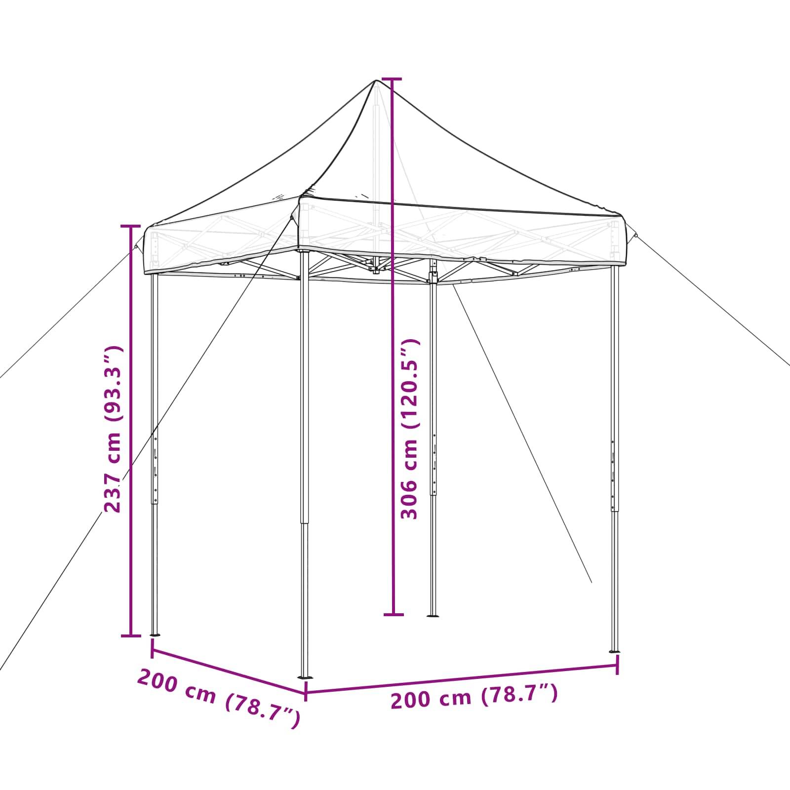 ComfortXL - Tente de réception tissu Oxford jardin pliable anti UV 200x200x306cm Noir - ComfortXL Outdoor Living - Image 10