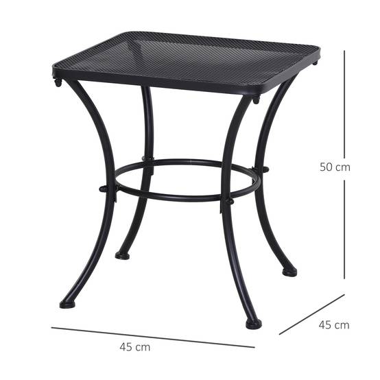 Sans Marque - Table appoint jardin 45x45x50 cm rectangulaire intempéries maille balcon métal noire - Image 5
