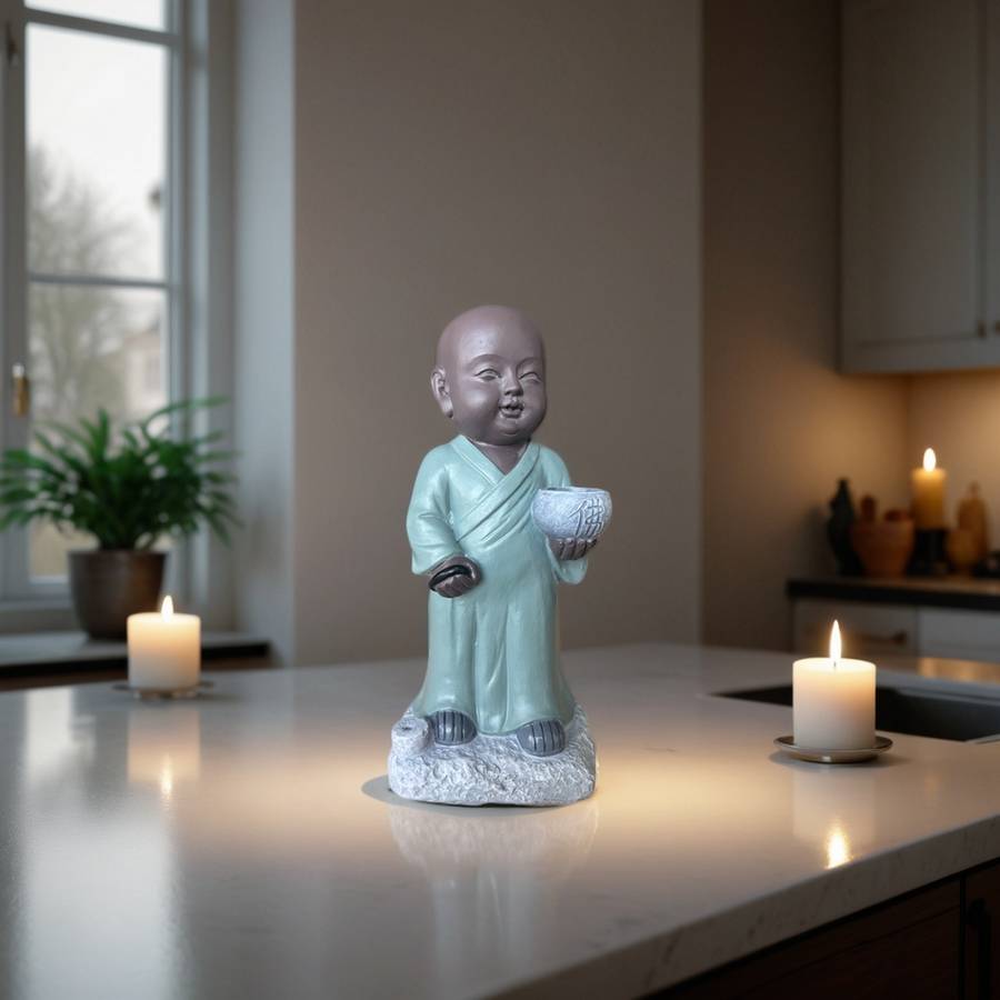 Zen Light - Statue Bouddha Porte-Encens Aumone-Création authentique-magnifique figurine porte-bonheur- idée cadeau-H22cm–Zen'Light - Image 2