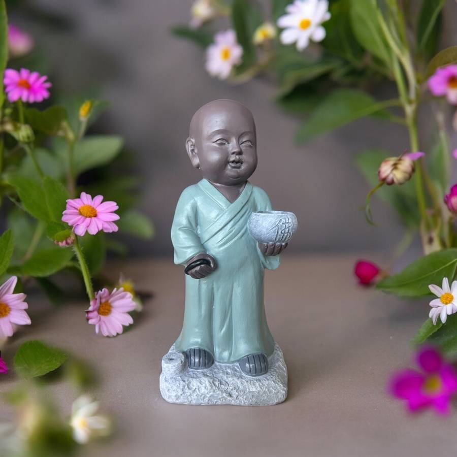 Zen Light - Statue Bouddha Porte-Encens Aumone-Création authentique-magnifique figurine porte-bonheur- idée cadeau-H22cm–Zen'Light - Image 1