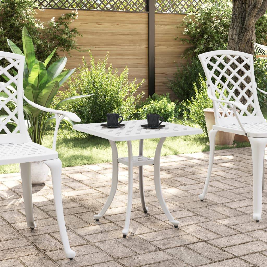 Petite Table d'Appoint de Jardin Carrée en Aluminium Coulé Blanc, Design Élégant 53cm – ComfortXL Outdoor Living - Image 3
