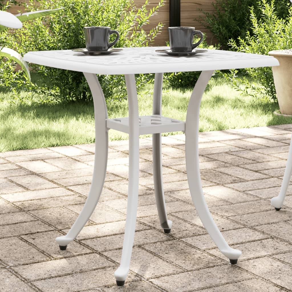 Petite Table d'Appoint de Jardin Carrée en Aluminium Coulé Blanc, Design Élégant 53cm – ComfortXL Outdoor Living - Image 1