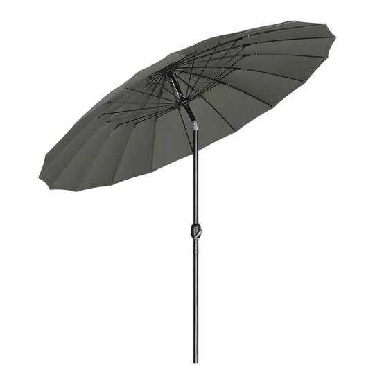 Grand Parasol de Jardin Droit Inclinable 257cm Mât Aluminium Manivelle d'Ouverture Facile Toile Grise - ComfortXL Outdoor Living - Image 8