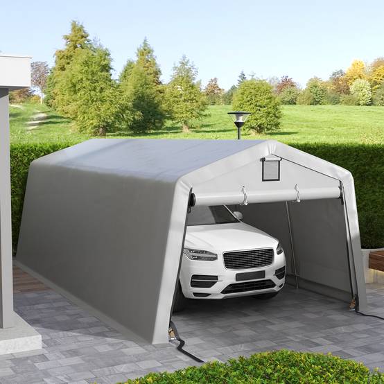 Tente garage carport dim. 6,2L x 3,3l x 2,4H m acier galvanisé robuste PE haute densité 150 g/m² imperméable anti-UV - Image 3