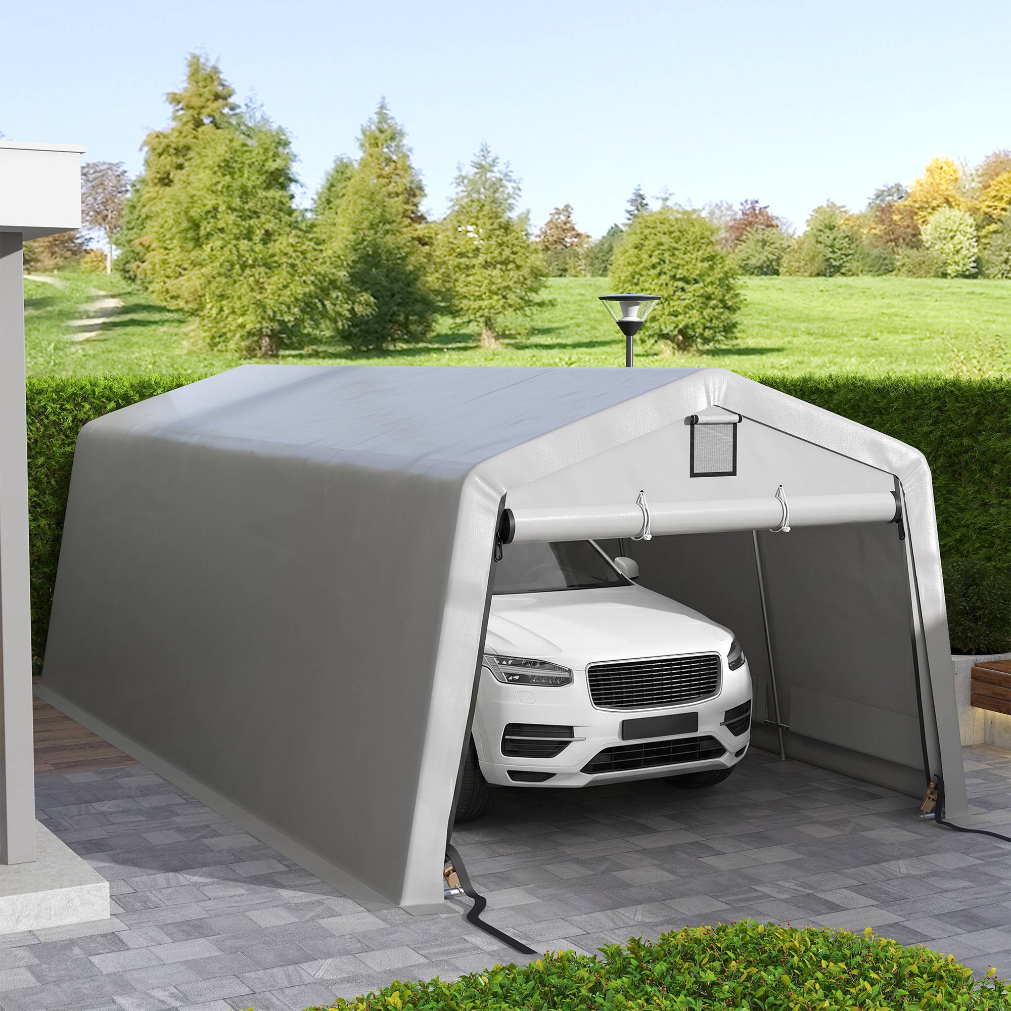 Tente garage carport dim. 6,2L x 3,3l x 2,4H m acier galvanisé robuste PE haute densité 150 g/m² imperméable anti-UV - Image 3