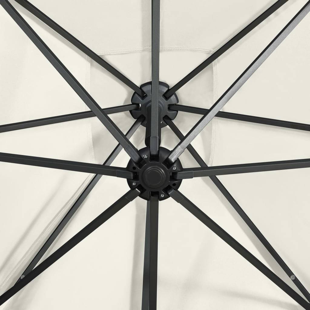 Helloshop26 - Parasol meuble de jardin déporté avec mât et lumières led 300 cm sable - Image 7