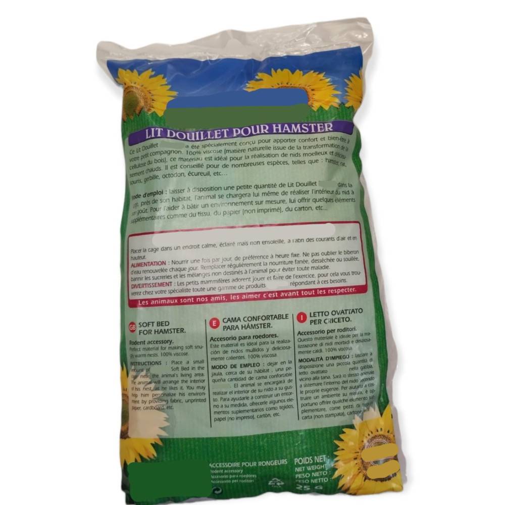 Lit douillet pour hamster sachet de 25 gr, couleur blanc - Image 2