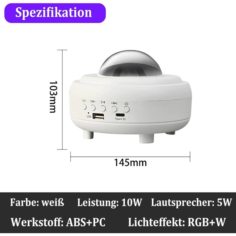 Projecteur-Haut-parleur Bluetooth 10W avec lampe RGB – 7 effets lumineux – Rechargeable – Cadeau idéal pour enfants – Living123 - Image 6