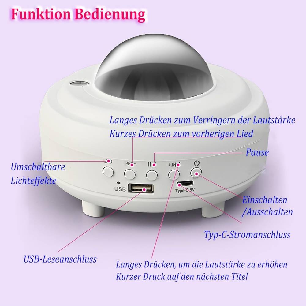 Projecteur-Haut-parleur Bluetooth 10W avec lampe RGB – 7 effets lumineux – Rechargeable – Cadeau idéal pour enfants – Living123 - Image 5