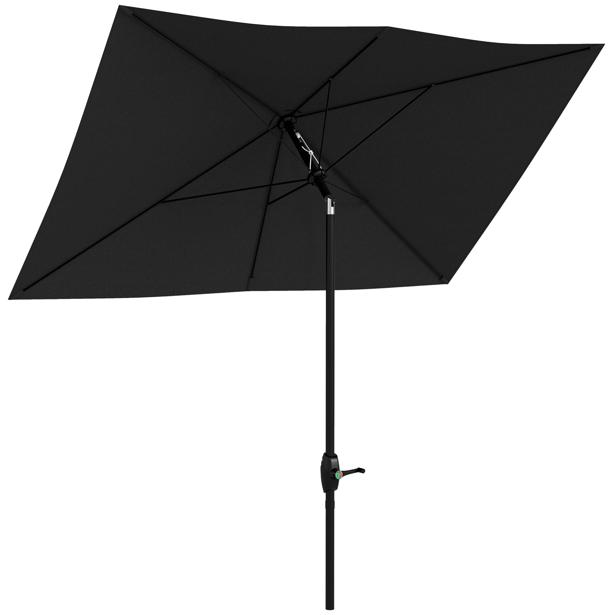 Parasol rectangulaire inclinable 2 x 3 m avec manivelle polyester - 290x200x248cm Aluminium Noir fr349