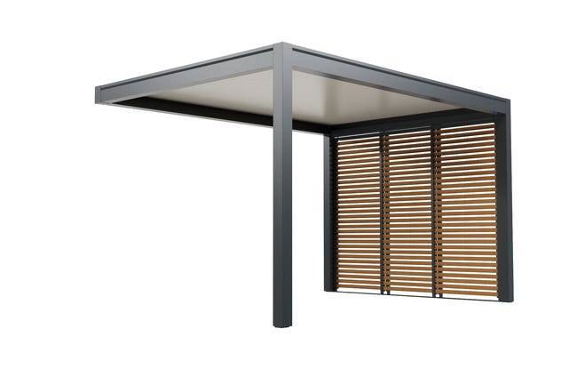 Paroi Latérale Coulissante Aluminium Anthracite et Aspect Bois 3m Pour Pergola Adossée O ORIAL France - Image 5