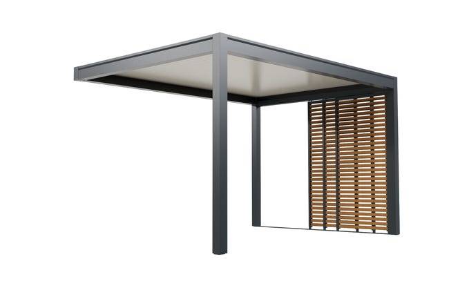 Paroi Latérale Coulissante Aluminium Anthracite et Aspect Bois 3m Pour Pergola Adossée O ORIAL France - Image 1